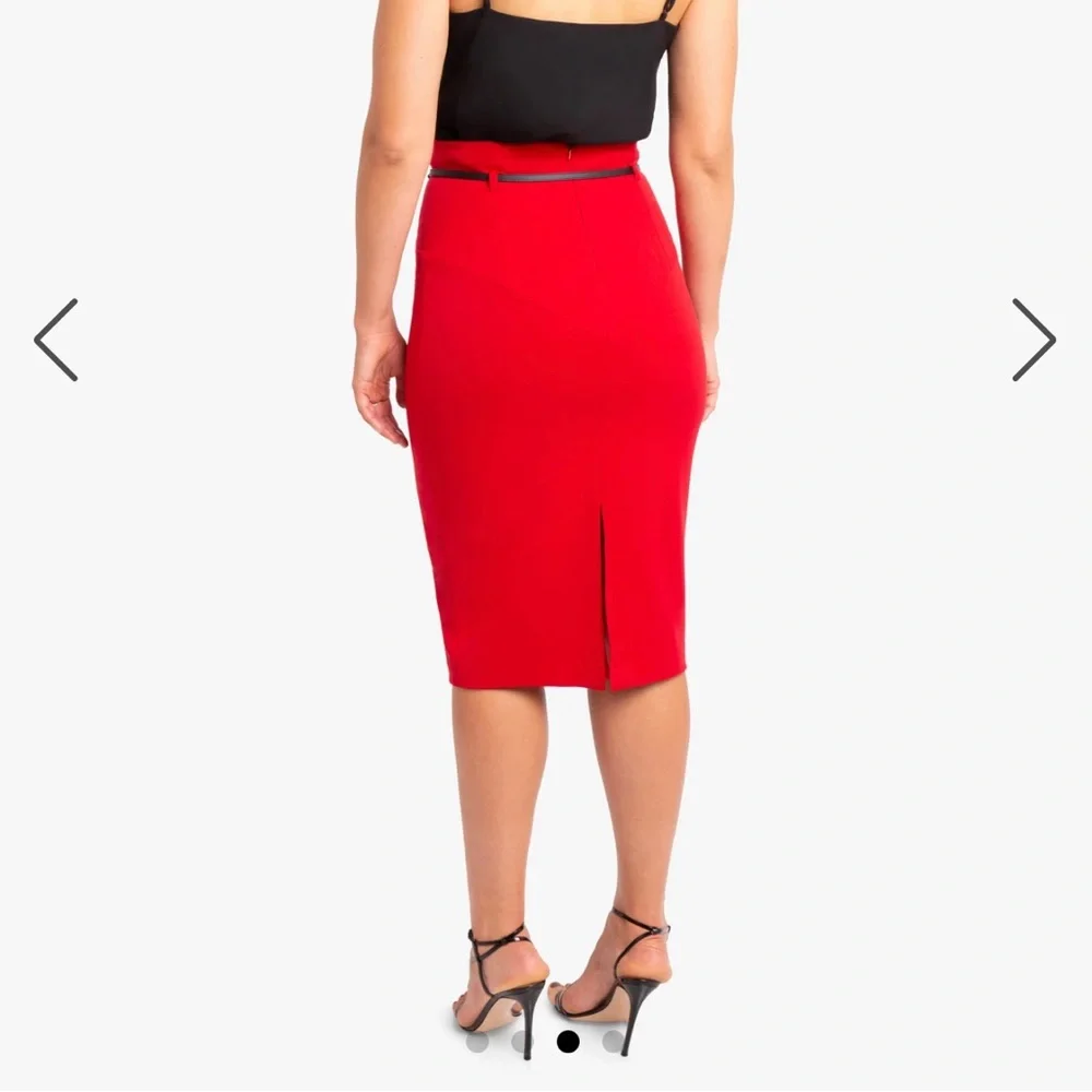 Black Halo Classic Jackie O Skirt size 10 midi tailored red like new - Picture 4 of 7
